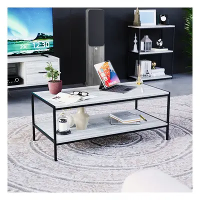 (Grey) Brooklyn Industrial Tier Open Shelf Coffee Table