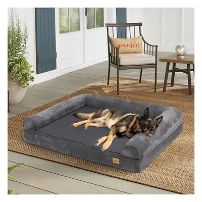 (2XL(135x100cm) Grey Removable Cover) Traditional Large Dog Bed Pet Cuddler Couch Lounger