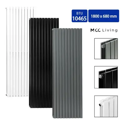 (Grey, 1600x680 mm Double) MCC Radiator Horizontal Vertical Designer Flat Panel Central Heating 