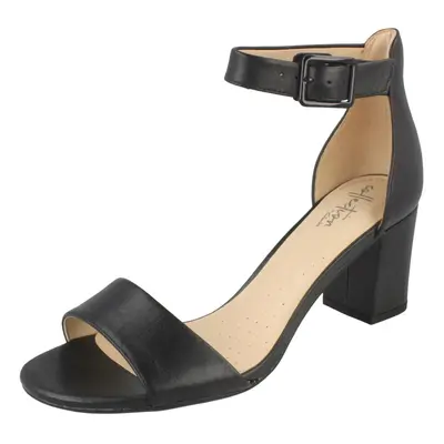 (UK 6, Black) Ladies Clarks Heeled Sandals Deva Mae - D Fit