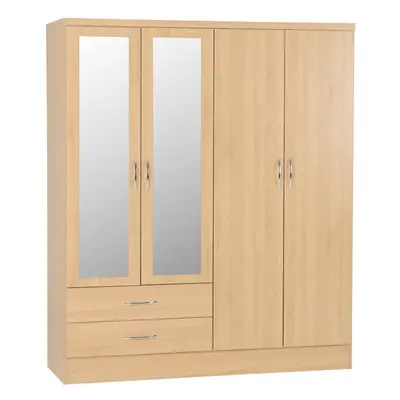 (4 Door Drawer Wardrobe) Nevada Bedroom Furniture Range - Sonoma Oak Effect