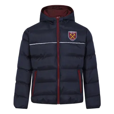 (12-13 Years) West Ham United FC Official Football Gift Boys Quilted Hooded Winter Jacket