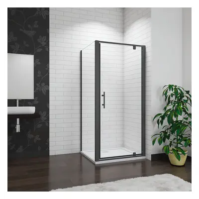 (Door Width: 1000mm; Side Panel: 760mm; Shower Tray: 1000x760mm) BLACK Frame Pivot Shower Door 6