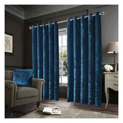 (Blue, 90" x 90" (228cm x 228cm)) Velvet Curtain Eyelet Ring Top Luxury Drapes Interior Decor Cl