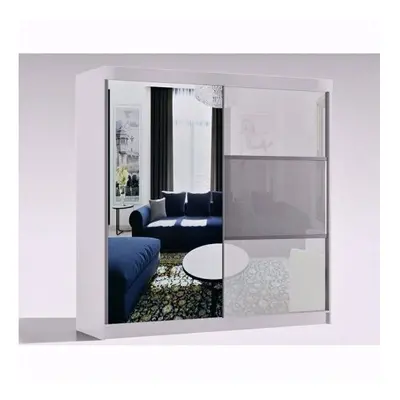 (120cm, White) High Gloss Sliding Mirror Door Wardrobe |Manhattan