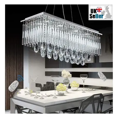 ((80cmx30cm)) Modern Genuine K9 Modern Rectangular Pendant Light Rain Drop Crystal Chandelier fo