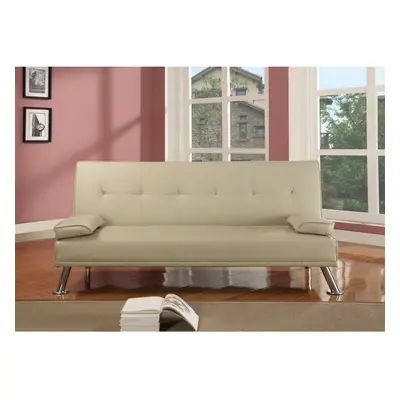 (Cream) Comfy Living Cairns Italian-Style Faux Leather Sofa Bed