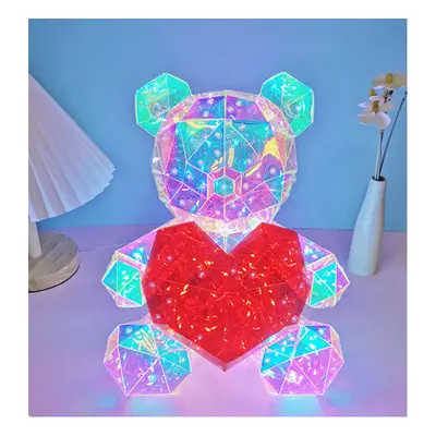 (Bear) 3D Flashing Light Up Glowing LED Transparent Interactive USB Teddy Bear Light