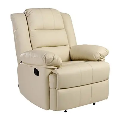 (Cream) LOXLEY BONDED LEATHER RECLINER ARMCHAIR SOFA HOME LOUNGE CHAIR RECLINING GAMING