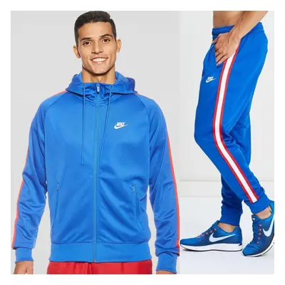 (Blue, S) Nike Mens Tribute Poly Hooded Sports Tracksuit