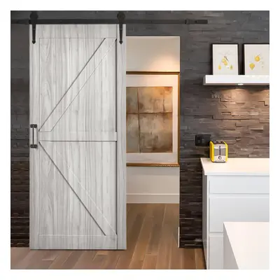 (Light Grey) Farmhouse Style Wooden Barn Door