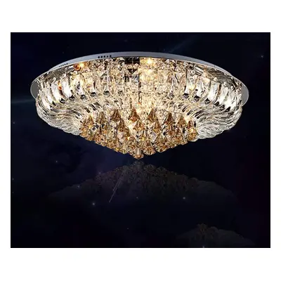 (Clear, 50cm) Geniune K9 Crystal LED Round Flush Ceiling Light Chandelier Colours + Bluetooth Sp