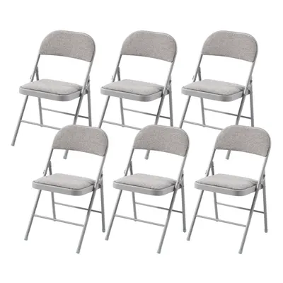 (6) Charles Jacobs Folding Chair Cushioned Fabric Office Reception Padded Grey Frame