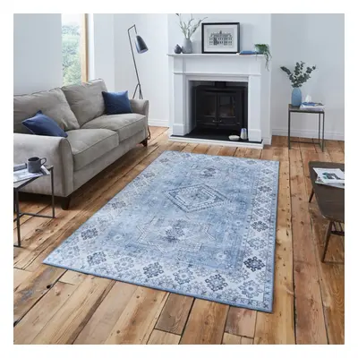 (120x170cm) Topaz G4705 Rugs in Light Blue High Dense Soft Distressed Mats