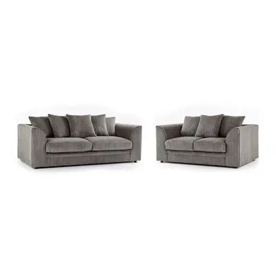 (3&2 Grey) Premium Porto Jumbo Cord and Seater Sofa Set