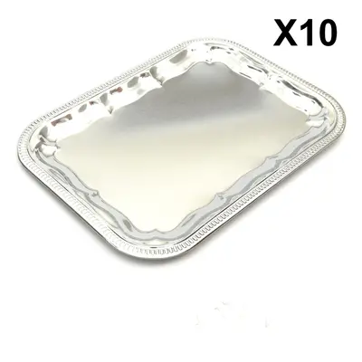 X10 Serving Platter Dinner Tray Chrome Plated Silver Large Oblong 41x30cm