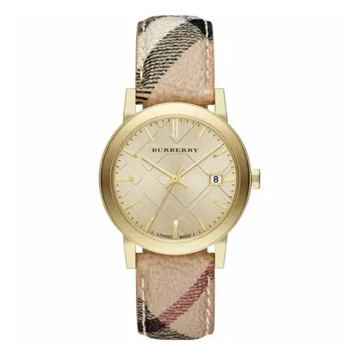 Burberry The City Unisex Watch BU9026|Champagne Stamp Dial|Haymarket Check Strap