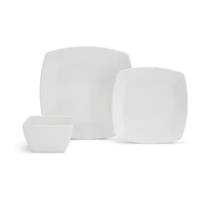 12pc Square Melamine (Strong Plastic) Dinner Set