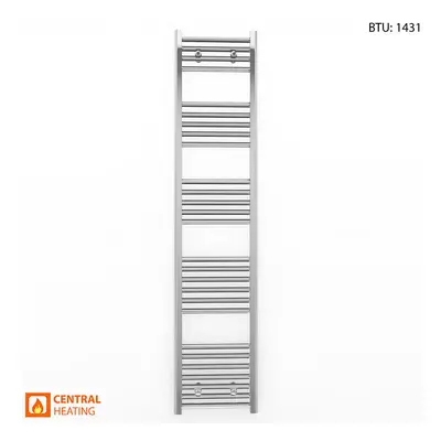 (350 x (BTU:1431), Chrome Straight Valves) 350mm Wide Chrome Towel Rail Radiator With Valves