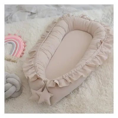 ( Beige) Newborn Baby Pod Nest Ruffle Cocoon Bed Sleep Cushion Sleeping Mat