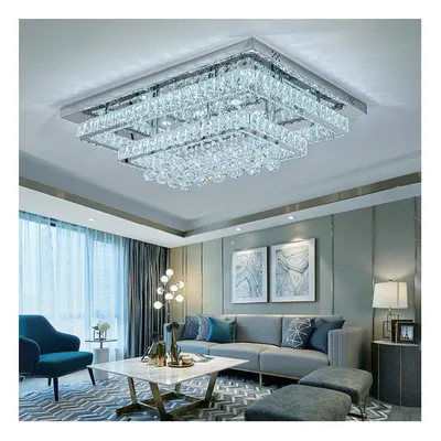 100W Double-Tier Rectangular Crystal LED Ceiling Light