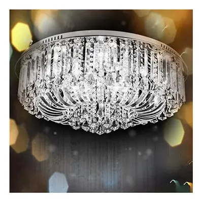 (Clear) 80cm Genuine K9 Crystal Flush Ceiling Light Chandelier Colours + Bluetooth Speakers + Re