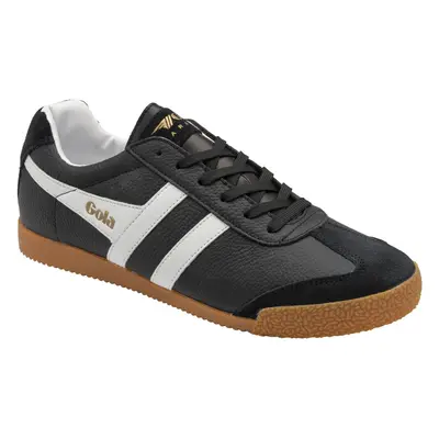 (8 UK, Black/White) Gola Classics Mens Harrier Leather Low Rise Retro Lace Up Trainers Sneakers