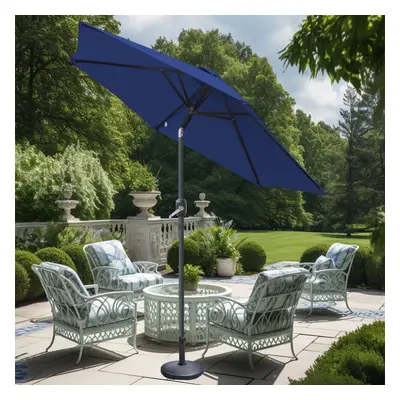 (Blue) Greenbay 2.5M Round Garden Parasol Umbrella Patio Outdoor Sun Shade Crank Tilt