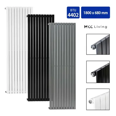 (Black, 1800x680 mm Single) MCC Radiator Horizontal Vertical Designer Flat Panel Central Heating