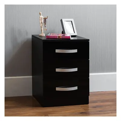 (Black) Hulio Drawer Bedside Table Cabinet Nightstand