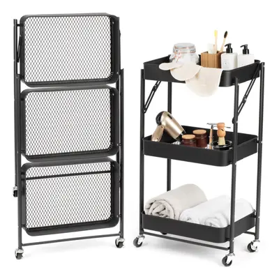 (BLACK) LIVIVO Tier Kitchen Trolley Cart Slim Rolling Storage Rack