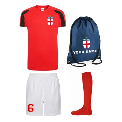 (7-8 Years) Personalised Kids England Style Away Football Kit