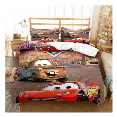 (Double-200x200cm, 11) Pixar Cars Lightning Mcqueen Single Double 3D Duvet Cover Kids Cartoon Qu