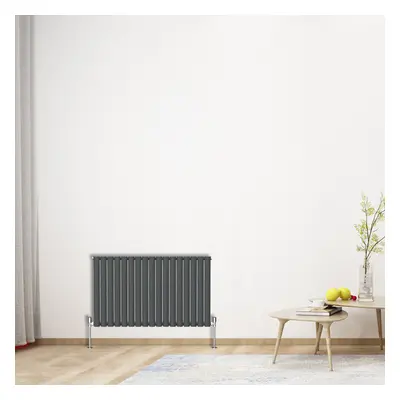 (Horizontal 600x1003mm - Single) NRG Oval Column Designer Radiator Bathroom Central Heating Anth