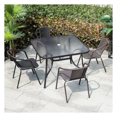 (105*105cm Black Square Table Only) Garden Outdoor Patio Chairs Table with Parasol Hole