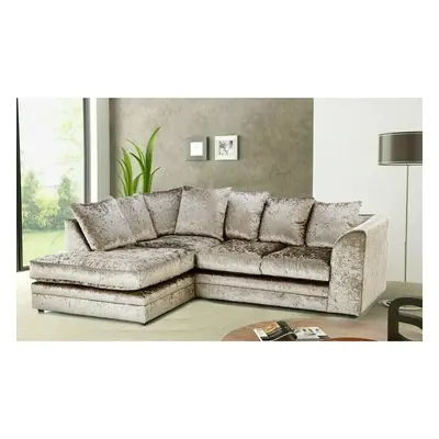 (Champagne, Left hand corner) Bella Crushed Velvet Corner sofa