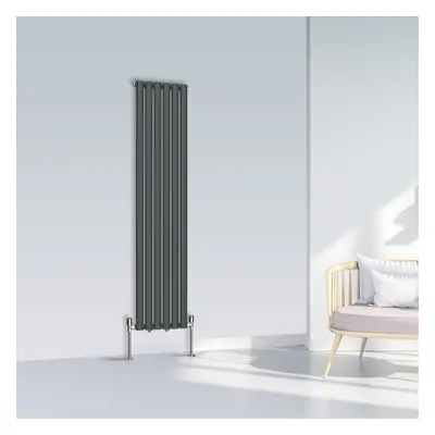 (1600x354mm Single, Anthracite) NRG Oval Column Designer Radiator Horizontal Vertical Central He