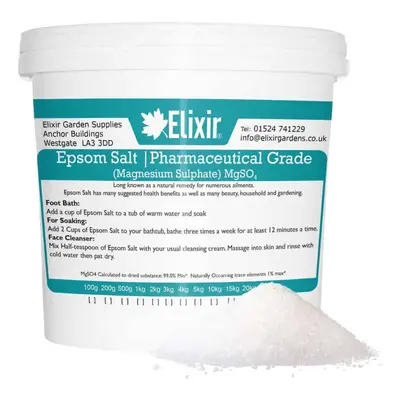 (Pharmaceutical Tub, 25kg) Elixir Gardens Epsom Bath Salt | 100% ORGANIC or PHARMACEUTICAL FCC F