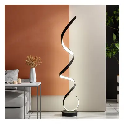 (Black) Modern Living Room LED Spiral Floor Lamp in White Light