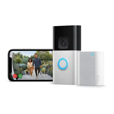 (With Chime) Battery Video Doorbell Plus by | Wireless Video Doorbell Camera with 1536p HD Video