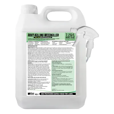 (4 Bottle & Spray Head, 2) Glyphosate Deep Root-Killing Weedkiller & Industrial Strength Commerc