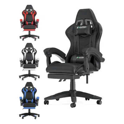 (Black) Ergonomic Gaming Chair with Footrest