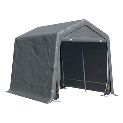 Outsunny Garden Storage Tent Bike Shed w/ Metal Frame & Zipper Doors, Grey