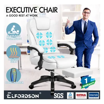 (Elias-White) ELFORDSON Massage Office Chair Executive Gaming Chairs Heated Computer Seat