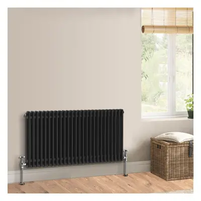 (600 x 1190mm - Double) Warmehaus Traditional Cast Iron Style Black Radiator Perfect for Bathroo