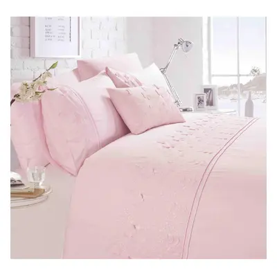 (Double) Belle Maison Papillon Blush Pink Luxury Embroidered Butterfly Duvet Cover Set