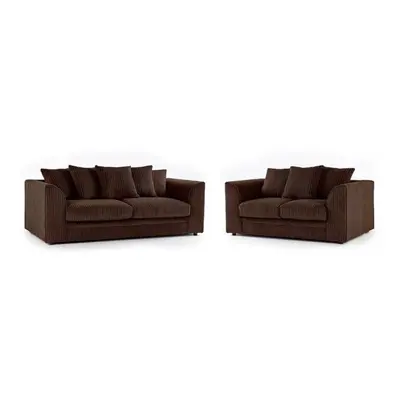 (3&2 Chocolate) Premium Porto Jumbo Cord and Seater Sofa Set