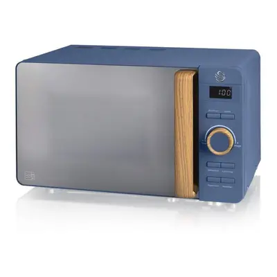 (Blue) Swan 20L Nordic Digital LED Microwave Countertop 800W Freestanding Matt F Soft Touch