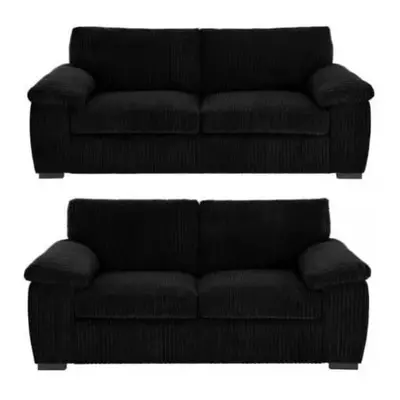 (3&2 Seater Sofa, Black) Atrani Jumbo Cord Fabric Sofa