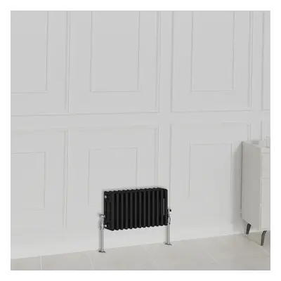 (300x605mm-3 Column, Black) NRG Traditional Radiator Horizontal Vertical Cast Iron Style Double 